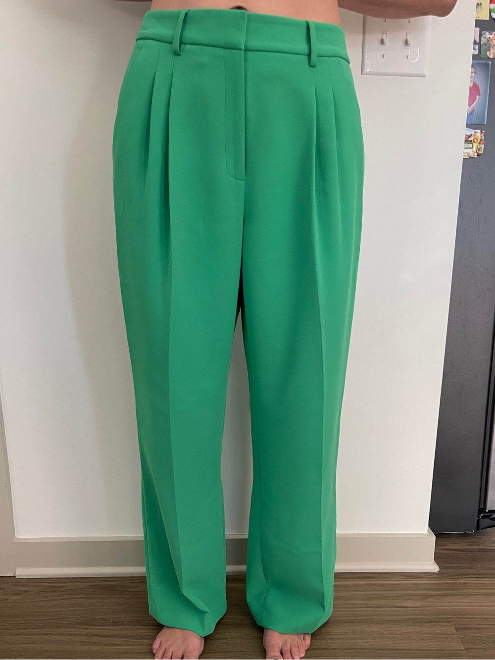 Gianni Bini Green High-Waist Pleated Trousers
